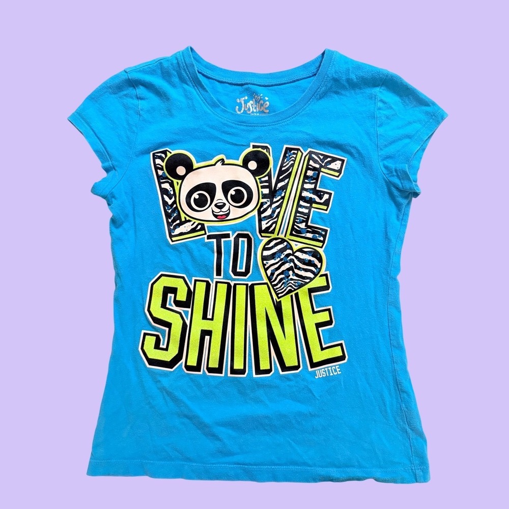 Y2K Justice Love To Shine Panda Graphic Baby Tee Short Sleeve Scene #19